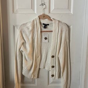 Forever 21 Cream Button-Up Cardigan